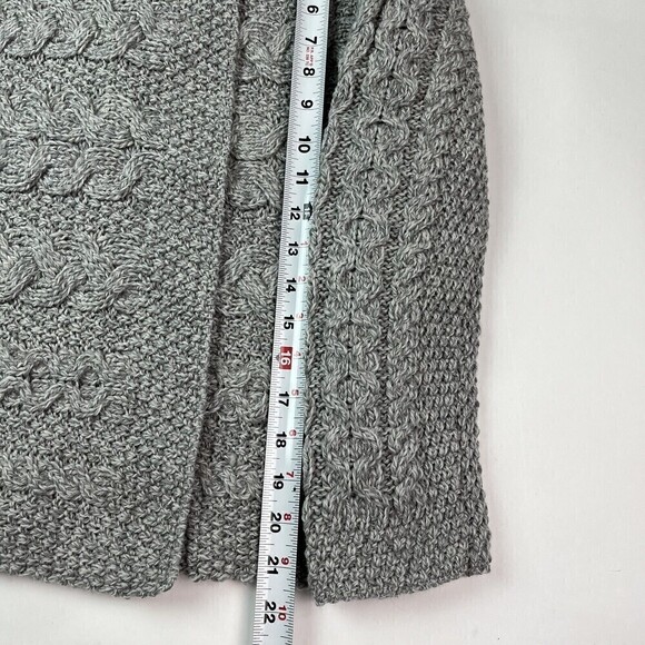 Aran Merino Wool Cable Knit Cardigan small  Sweater Gray Ireland fisherman - Picture 7 of 10